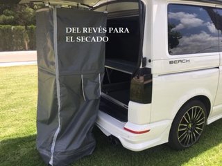 Ducha portatil plegable con desagüe para fuegoneta