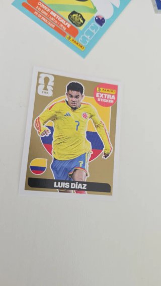Lámina Panini Extra Sticker Luis Díaz Dorada