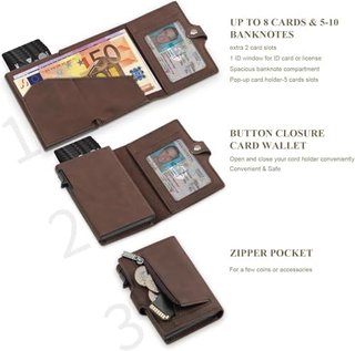 Cartera Piel Slim RFID Marrón Hombre