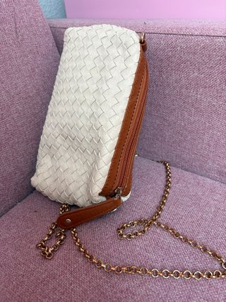 Bolso bandolera tejido beige y marrón