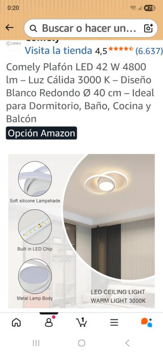 Lámpara LED moderna dorada y blanca