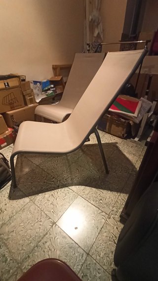 2 Tumbonas Beige/Marrón Jardín/Piscina