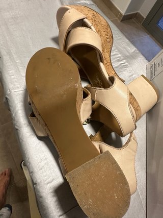 Sandalia cuña piel mujer talla 38 beige. Piel y co