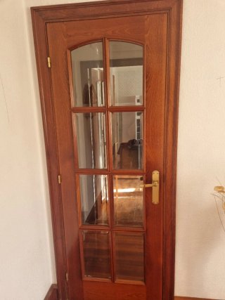 Puertas de madera con cristal (2 unidades)
