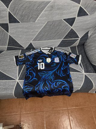 Camiseta Argentina XL Negra Diseño Azul