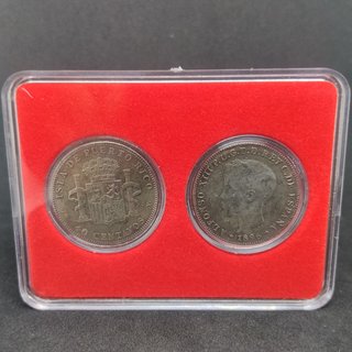 🇪🇦 PUERTO RICO 2 MONEDAS DE 40 CENTAVOS AÑO 1896