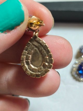 Pendientes Vintage Circonitas Azul Dorado