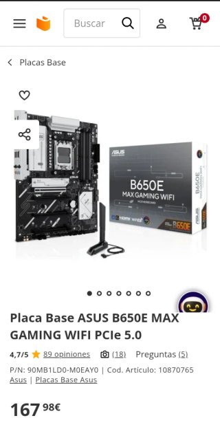 Placa Base Asus B650E MAX Gaming Wifi PCIe 5.0