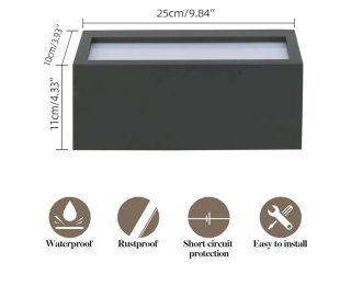 Aplique pared exterior HLFVLITE Negro/Dorado Metal