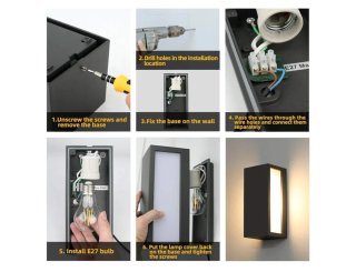 Aplique pared exterior HLFVLITE Negro/Dorado Metal