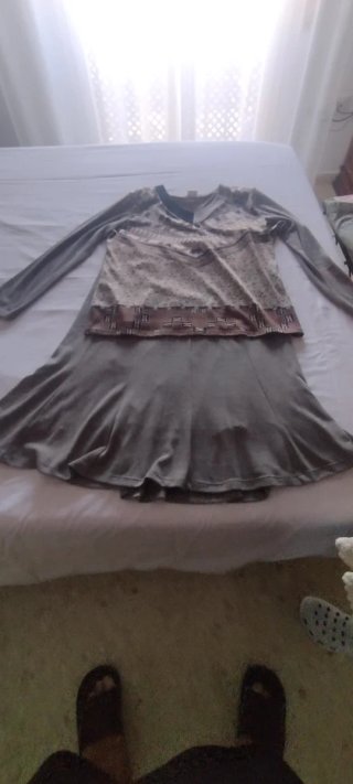 Traje invierno 2 piezas beige/gris