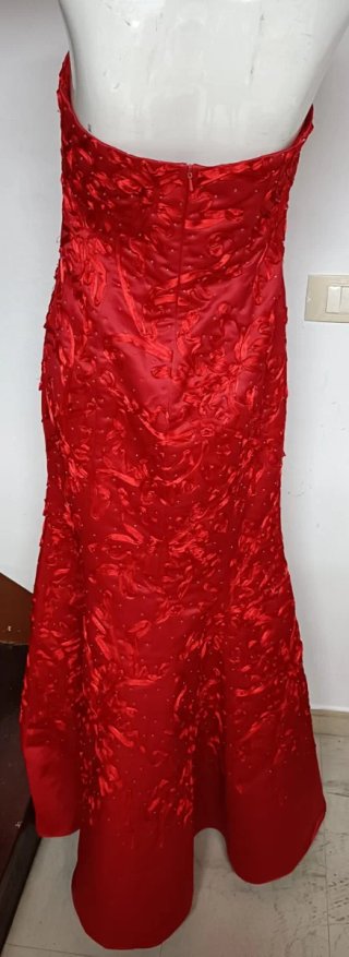 Vestido de fiesta rojo con bordado