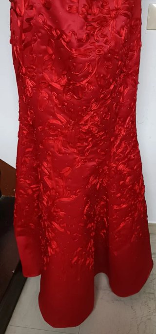 Vestido de fiesta rojo con bordado