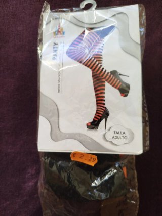 Medias Panty Rayas Naranja y Negro Talla Adulto