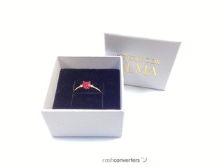 anillo oro 18k con piedra con rubi