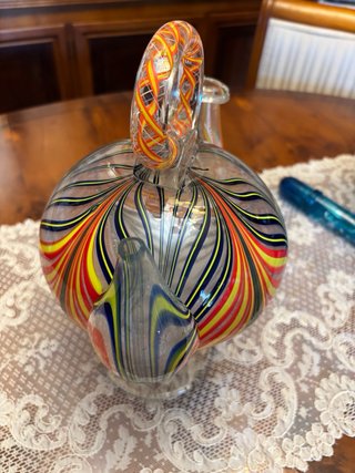 Botijo cristal antiguo laticinio colores COLECCION