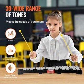 Kit di campane Glockenspiel da 30 note, strumento a percussione con bacchette, bacchette e borsa da trasporto, set professionale di strumenti a percussione Glockenspiel per studenti...