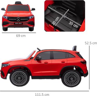 Coche Eléctrico para Niños de 3-8 Años con Licencia Mercedes Benz EQA 12V, 3-8 km/h Coche Eléctrico para Niños con 2 Motores, Suspensiones, Control Remoto, Puerto USB, Música MP3, Faros, Claxon, Rojo