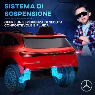 Coche Eléctrico para Niños de 3-8 Años con Licencia Mercedes Benz EQA 12V, 3-8 km/h Coche Eléctrico para Niños con 2 Motores, Suspensiones, Control Remoto, Puerto USB, Música MP3, Faros, Claxon, Rojo
