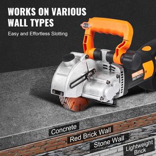 Cortadora de Ranuras Eléctrica, Máquina de Corte de Ranuras de Pared 133mm, Profundidad de Corte de Ranuras 42mm, Máquina de Ranurado de Pared 2500W, Máquina Cortadora de Pared con Bomba de Agua