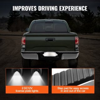 Parachoques Trasero, Compatible con Ford F250/Ford F350 Super Duty 2008-2016, Parachoques Trasero de Acero Cromado, Reemplazo de Parachoques Trasero con Luz de Placa y Plataforma de Paso, para FO1...