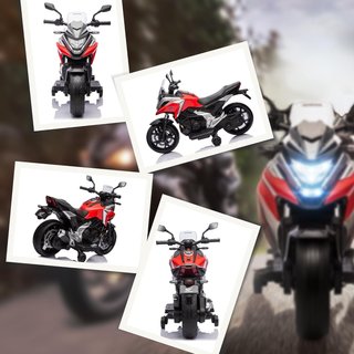Moto Eléctrica para Niños de 3-6 Años Licencia Honda Con Faros, Música y Ruedecillas, Moto Juguete en PP y Metal, 107X46X75 Cm, Rojo