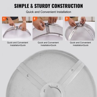 Pantalla de Chispas para Fogata Redonda de 27", Tapa de Metal de Acero Reforzado de Alta Resistencia, Tapa de Fogata Exterior, Cubiertas de Pantalla Superior de Fácil Apertura Redondas con Mango e...
