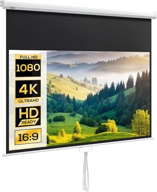 Pantalla de Proyector de 80 Pulgadas 4K HD Formato 16:9, Altura Ajustable Manual, Pantalla de Proyector, Gran Ángulo de 160 Grados, Tela de Videoproyector para Casa, Hogar, Cine, Oficina, Exterior...
