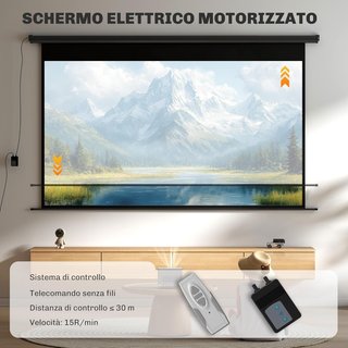 Pantalla de Proyector Motorizada de 120 Pulgadas 4K HD Formato 16:9, Pantalla de Proyector Motorizada Eléctrica con Control Remoto, Tela de Videoproyector para Casa, Cine, Oficina, Hogar, Exterior...
