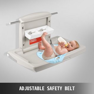 Mesa de Cambio para Bebés Horizontal de 85 × 57 × 47 cm, Estación de Cambio de Pañales para Bebés Montada en la Pared, Mesa de Cambio para Bebés Vertical Plegable