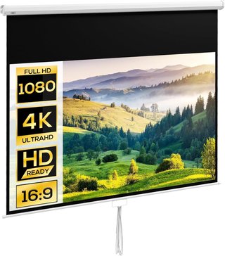 Pantalla de Proyector de 100 Pulgadas 4K HD Formato 16:9 Con Montaje en Pared y Techo, Pantalla de Proyector de Metal, Gran Ángulo de 160 Grados, para Casa, Hogar, Cine, Exterior, Blanco