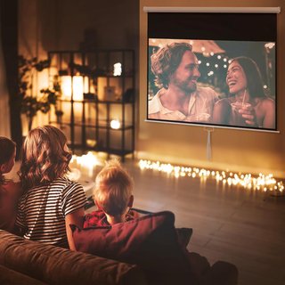 Pantalla de Proyector de 100 Pulgadas 4K HD Formato 16:9 Con Montaje en Pared y Techo, Pantalla de Proyector de Metal, Gran Ángulo de 160 Grados, para Casa, Hogar, Cine, Exterior, Blanco