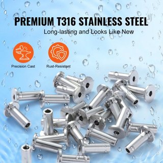 121 Paquete de Manguitos Protectores de Acero Inoxidable T316 para Cable de Alambre de 3.2mm, Barandilla DIY, Grado Marino T316, Viene con una Broca Gratis, Plata