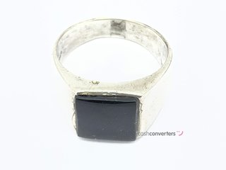anillo plata 925mm con piedra con onix