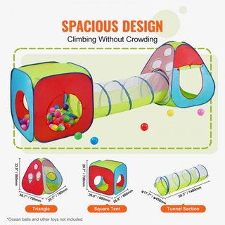 Tienda de Juego 3 en 1 para Niños con Túnel para Niños, Niñas, Bebés y Niños Pequeños, Casa de Juego Plegable para Interior/Exterior con Bolsa de Transporte y Correas de Sujeción como Regalos de C...