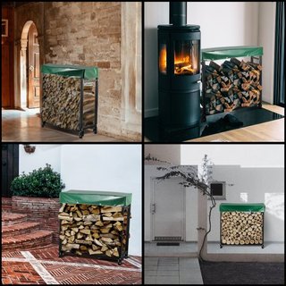 Soporte para Leña, Soporte para Leña de 6 pies para Exterior, Soporte para Leña Negro, Soporte de Madera de Acero para Exterior, Soporte para Leña con Capacidad de Carga de 1300 lbs, Soporte para ...