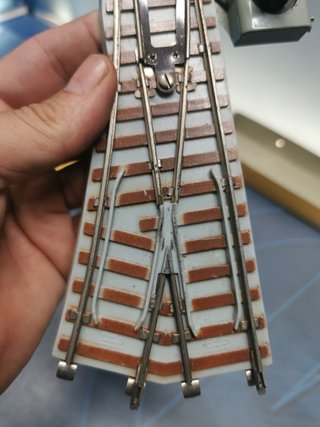 Desvío derecha, Paya, esc. S, material maqueta ferroviaria