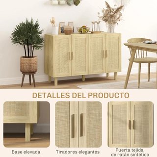 Aparador Salón Cannage 4 Puertas Natural 120cm