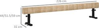 Trave Gimnástica Artística Para Casa Con Altura Regulable, Ruedas Y Patas Antideslizantes, Para Niños De 3-12 Años, 226X31X59Cm, Marrón