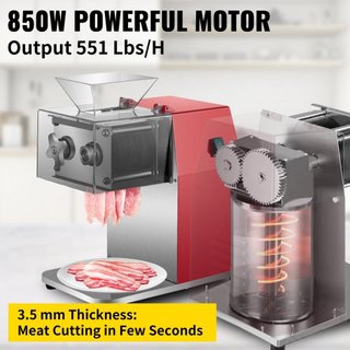 Máquina Comercial de Corte de Carne, 551 Lbs/H Máquina de Desmenuzado de Carne de 850W, Cortadora de Carne Eléctrica con Cuchilla de 3.5mm, Cortadora de Alimentos de Acero Inoxidable para Restaura...