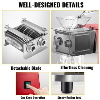 Máquina Comercial de Corte de Carne, 551 Lbs/H Máquina de Desmenuzado de Carne de 850W, Cortadora de Carne Eléctrica con Cuchilla de 3.5mm, Cortadora de Alimentos de Acero Inoxidable para Restaura...
