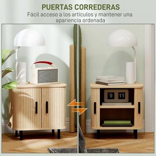 Pack 2 Mesitas de Roble con Puertas Correderas