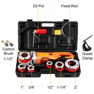 Threader de Tuberías Eléctrico, Máquina de Roscar Tuberías de 2300W, Kit de Conducción de Mano Pesado, Máquina de Roscar Tuberías de 220V, Threader de Tuberías Portátil con 6 Matrices de 1.27-5.1 cm