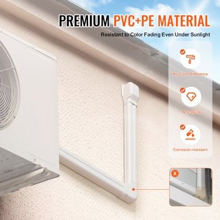 Cubierta de Línea de Mini Split 76.2mm W 4830mm L, Cubierta de Tubería Decorativa de PVC para Aire Acondicionado con 4 Conductos Rectos y Todos los Componentes, Fácil de Instalar, Pintable para Bo...