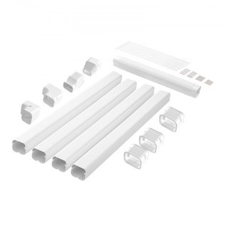 Cubierta de Línea de Mini Split 76.2mm W 4830mm L, Cubierta de Tubería Decorativa de PVC para Aire Acondicionado con 4 Conductos Rectos y Todos los Componentes, Fácil de Instalar, Pintable para Bo...