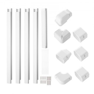 Cubierta de Línea de Mini Split 76.2mm W 4830mm L, Cubierta de Tubería Decorativa de PVC para Aire Acondicionado con 4 Conductos Rectos y Todos los Componentes, Fácil de Instalar, Pintable para Bo...