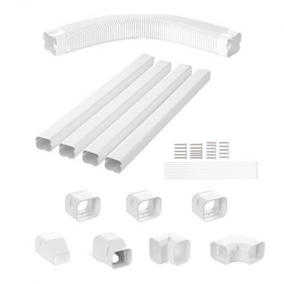Cubierta de Línea de Mini Split 76.2mm W 4830mm L, Cubierta de Tubería Decorativa de PVC para Aire Acondicionado con 4 Conductos Rectos y Todos los Componentes, Fácil de Instalar, Pintable para Bo...