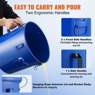 Cubo de Grasa para Freír, Caddy de Desecho de Aceite de 8 Gal, Cubo de Aceite para Freír de Acero al Carbono con Recubrimiento a Prueba de Óxido, Contenedor de Transporte de Aceite con Tapa, Clips...