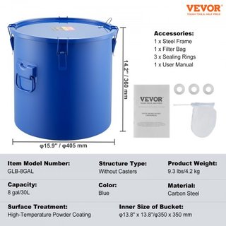 Cubo de Grasa para Freír, Caddy de Desecho de Aceite de 8 Gal, Cubo de Aceite para Freír de Acero al Carbono con Recubrimiento a Prueba de Óxido, Contenedor de Transporte de Aceite con Tapa, Clips...