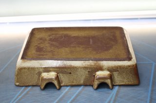 Cenicero de cerámica vidriada. Hecho a mano, años 70.